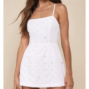 Lulu’s Majorly Perfect Ivory Sequin Sleeveless Skort Romper NWT Wedding Small